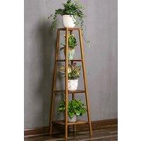 4 Tier Vintage Indoor Plant Stand Solid Wood Display Shelf