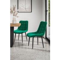 More4Homes Set of 8 Nova Modern Velvet Dining Chair Padded Seat Metal Legs in Green