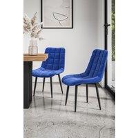 More4Homes Set of 8 Nova Modern Velvet Dining Chair Padded Seat Metal Legs in Blue