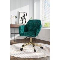 Dark Green Velvet Home Office Swivel Chair with Gold Base