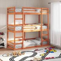 Triple Bunk Bed without Mattress Wax Brown 90x190 cm Single Solid Wood Pine