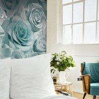Muriva Madison Glitter Wallpaper Roll Floral in Aqua