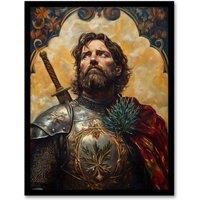 Artery8 William Wallace Thistle Art Nouveau Portrait Framed Art Print in Mustard | Size: A4