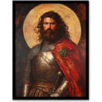 Artery8 William Wallace Scottish Knight Portrait Painting Framed Art Print in Red | Size: W12 x H16