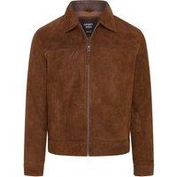 Infinity Leather Men's Retro Classic Suede Leather Harrington Biker Jacket - Bryne in Brown | Size: Medium