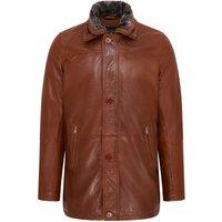 Infinity Leather Men's Mid-Length Warm Leather Trench Coat - Varkaus in Tan | Size: Small