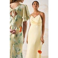 Coast Women's Wrap Waist Satin Cami Bridesmaid Dress in Lemon | Size: 14