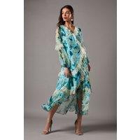 Coast Women's Petite Lace Trim Chiffon Wrap Dress | Size: 10