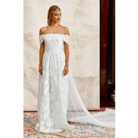 Coast Women's Bardot Organza Jacquard Full Skirted Wedding Dress in Ivory | Size: 10
