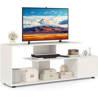 Costway TV Stand for TVs up to 55 3-Tier Media Console Table w/Storage-White in White