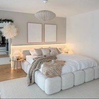 HOB Furniture Wave Bed displayed in Boucle in Beige | Size: Super King