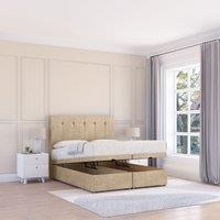 Sloomy Highbury Coniston Ottoman Bed End Opening With Sprung Memory Mattress & 26 Inch strut Headboard in Cream | Size: King