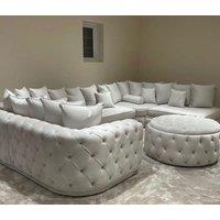 HOB Furniture Royal Surrey U Shape Chaise Sofa with footstool 12ftx7ftx7ft in Grey