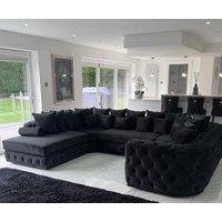 HOB Furniture Royal Surrey U Shape Chaise Sofa with footstool 12ftx7ftx7ft in Black