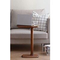 MH London C-Shaped Solid Mango Wood Sofa Side Table, End Table for Living Room & Bedroom - Ellis in Walnut