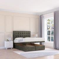 Sloomy Alabama Dumfries Fabric Ottoman Bed End Opening With Sprung Memory Mattress & 26 Inch strut Headboard in Dark Grey | Size: Double