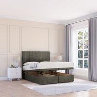 Sloomy Kansas Dumfries Fabric Ottoman Bed End Opening With Sprung Memory Mattress & 26 Inch strut Headboard in Dark Grey | Size: Super King