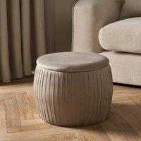 OHS Ottoman Storage Stool Matte Velvet Pleated Home Decor Vanity Pouffe Chair Seat in Natural