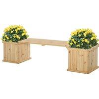 OUTSUNNY Wooden Garden Planter & Bench Combination Garden Raised in Natural