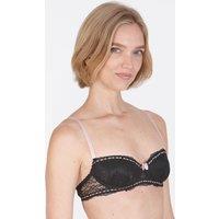 Little Women Women's 'Midnight Ribbon' Non-Wired Balconette Fixed Padding Bra in Black | Size: 38AA