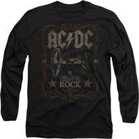 AC/DC Men's ACDC Rock Label Long Sleeve T-Shirt, Black | Size: Medium