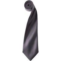 Premier Men's Plain Satin Tie (Narrow Blade) in Dark Grey