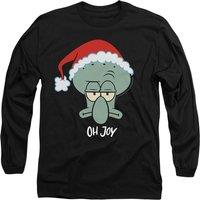 Spongebob Men's Squarepants Squidward Christmas Joy Long Sleeve T-Shirt, Black | Size: Medium
