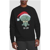 Spongebob Men's Squarepants Squidward Christmas Joy Crew Sweatshirt, Black | Size: Small