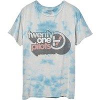 Twenty One Pilots Men's Vintage Block Holiday Dip Dye T-Shirt in Light Blue | Size: Medium