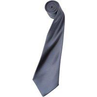 Premier Men's Plain Satin Tie (Narrow Blade) in Dark Grey