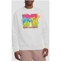 MTV Men's Paint Logo Crew Sweatshirt, White | Size: 2XL