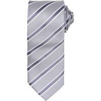Premier Men's Stripe Waffle Tie in Metallic Silver