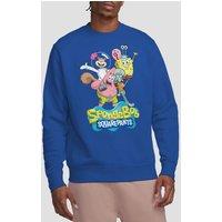 Spongebob Men's Group Shot Crew Sweatshirt, Royal Blue | Size: Large