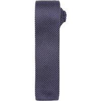 Premier Men's Slim Textured Knit Effect Tie in Dark Grey