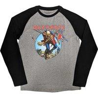 Iron Maiden Men's Trooper Burst Raglan T-Shirt in Black | Size: Small