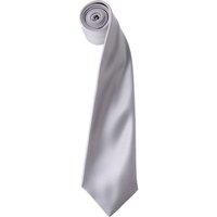 Premier Men's Plain Satin Tie (Narrow Blade) in Silver