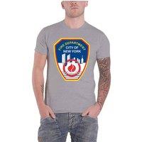 NYC New York Color Men's New York City Fire Department Badge Cotton T-Shirt in Grey | Size: Medium