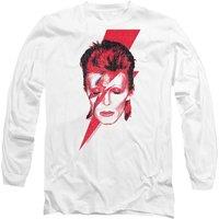 David Bowie Men's Aladdin Sane Long Sleeve T-Shirt, White | Size: Large