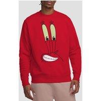Spongebob Men's Mr. Krabs Smallile Face Crew Sweatshirt, Red | Size: Small