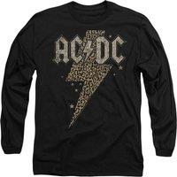 AC/DC Men's ACDC Leopard Bolt Long Sleeve T-Shirt, Black | Size: XL