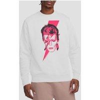 David Bowie Men's Aladdin Sane Crew Sweatshirt, White | Size: Small