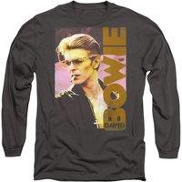 David Bowie Men's Smallokin Long Sleeve T Shirt-Charcoal in Charcoal | Size: Small