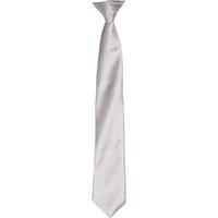 Premier Men's Colours Satin Clip Tie in Silver