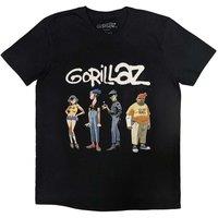 Gorillaz Men's Group Spray Logo T-Shirt in Black | Size: 2XL