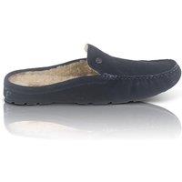 Silver Street London Men's Walbrook Premium Suede Leather Fleece Lined Winter Slippers in Navy | Size: 10