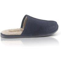 Silver Street London Men's Smithfield Premium Suede Leather Fleece Lined Winter Slippers in Navy | Size: 7