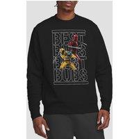 Marvel Men's DEADPOOL & WOLVERINE BEST BUBS STENCIL Sweatshirt, Black | Size: 2XL