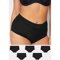 Yours Women's 5 Pack Cotton Full Briefs in Black | Size: 34-36