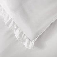 OHS Frill Edge Decor Duvet Cover with Pillowcase Bedding Set in White | Size: Super King