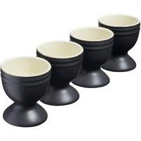 Cooks Professional Set of 4 Colourful Stoneware Egg Cups Dishwasher & Microwave Safe in Black